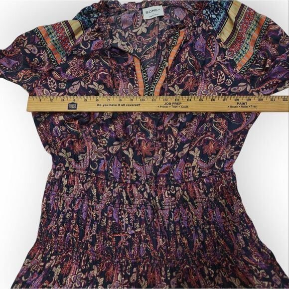 Anthropologie Bond 73 Tie Front Pleated Long Sleeve Sundress Sz L - Picture 5 of 7